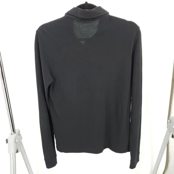 Men's Burberry Brit 100% Cotton Long Sleeve Polo S Black - Picture 3 of 16
